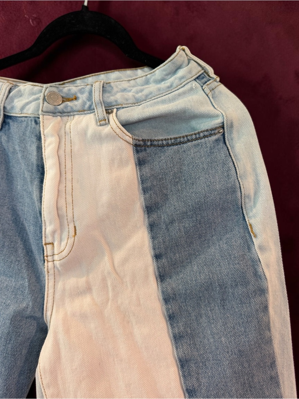 PacSun Women’s Patchwork Skinny Jeans in Light & Medium Blue - Picture 6 of 11